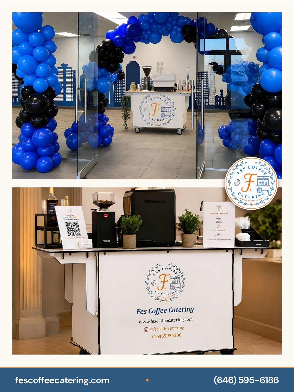Fes Coffee Catering cart installed at an indoor branded event