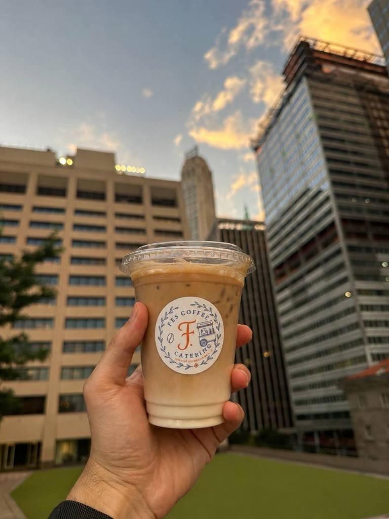 Layered matcha espresso specialty drink