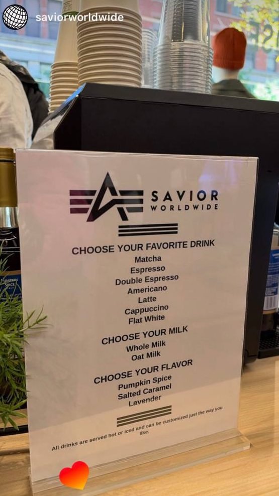 Instagram story from a store event showing a printed drink menu sign on the Fes Coffee cart