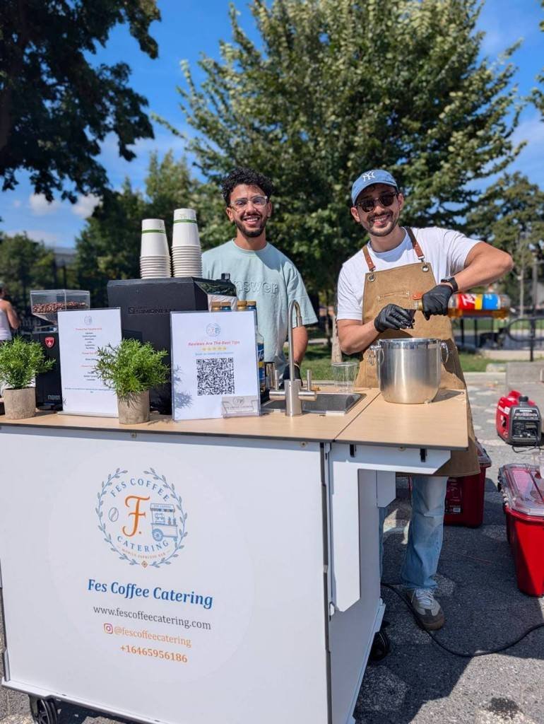 Fes Coffee Catering founders at the mobile espresso cart
