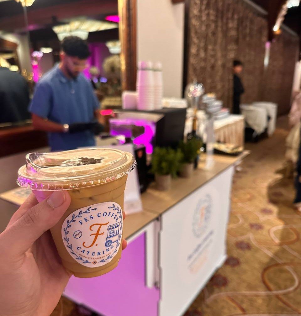 Fes Coffee iced drink and mobile espresso cart at event