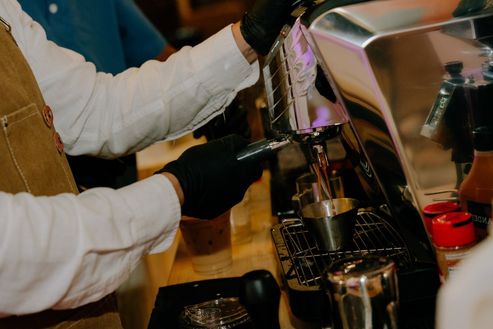 Espresso being pulled on the Fes Coffee machine