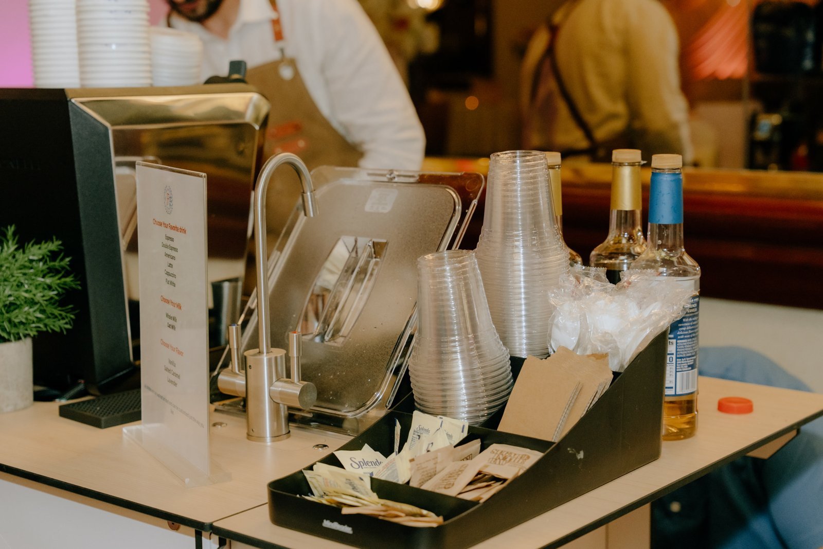 Fes Coffee cart setup with menu and cups