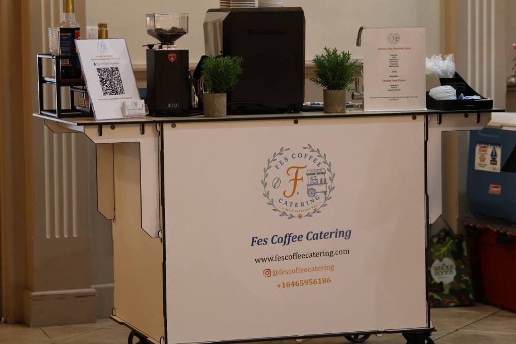 Professional espresso equipment on cart