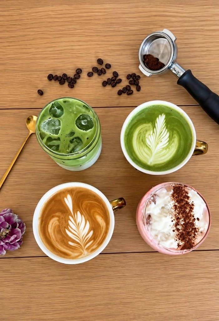 Matcha, latte, and iced drinks for wellness events